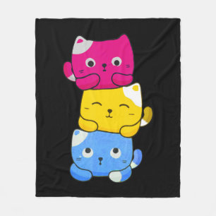 Pansexual Kawaii Cat Anime Art Cute Pan Pride LGBT Fleece Deken