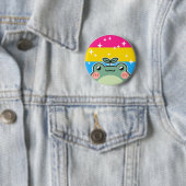 Pansexual LGBT Pride Flag Frog Button (In situ)