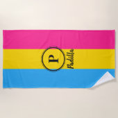 Pansexual Pride Flag Black Custom Monogram LGBT Strandlaken (Voorkant)