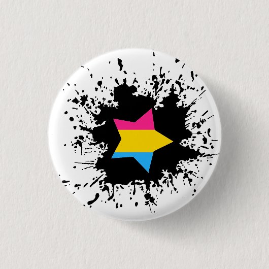 Pansexual Pride Flag Ink Splash Star Ronde Button 3,2 Cm (Voorkant)