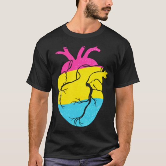 Pansexual Pride Heart Flag T-shirt (Voorkant)