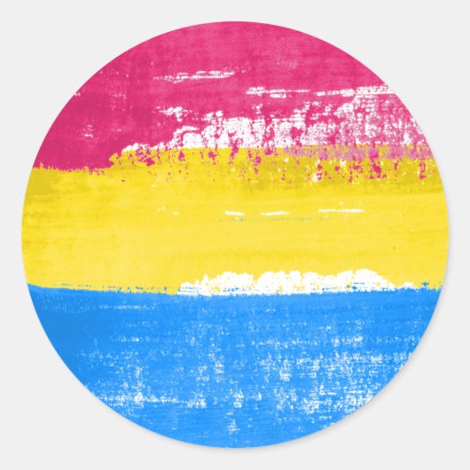 Pansexual Pride Paint Ronde Sticker (Voorkant)