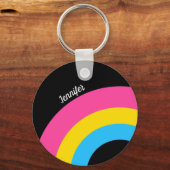 Pansexual Pride Rainbow Flag Monogram Sleutelhanger (Achterkant)
