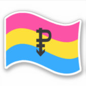 Pansexual Pride Symbol Wavy Flag Sticker (Voorkant)