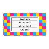 Pansexuality colors checkered pattern label (Voorkant)