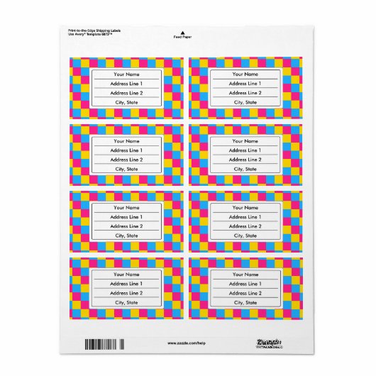 Pansexuality colors checkered pattern label (Full Sheet)