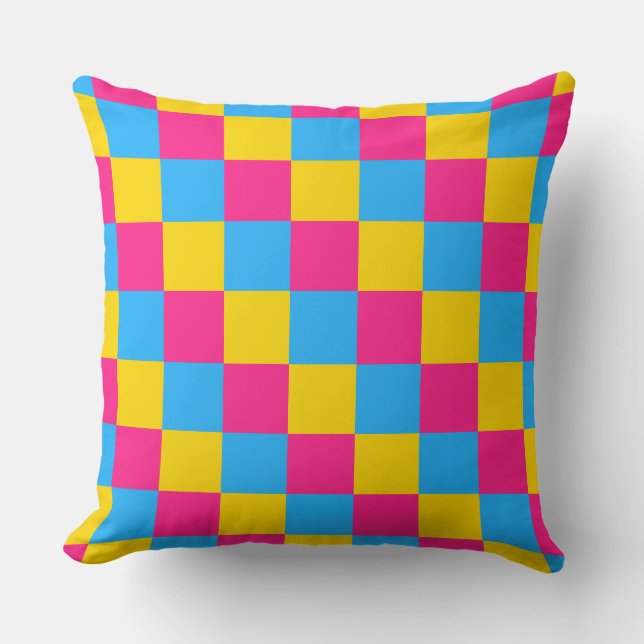 Pansexuality colors checkered pattern throw pillow kussen (Voorkant)