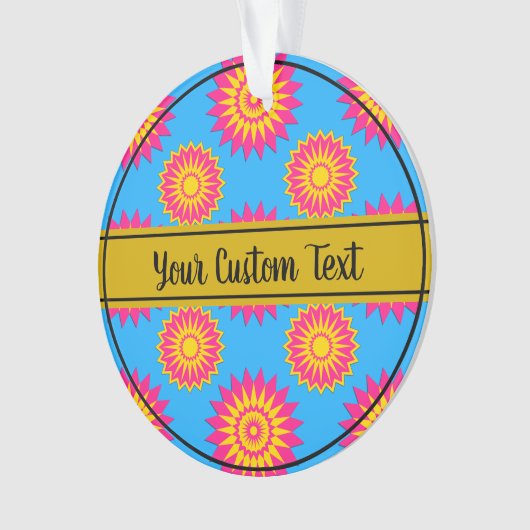 Pansexuality pride blue flower pattern ornament (voorkant)