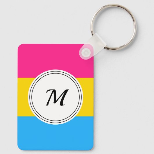 Pansexuality pride flag with a custom initial sleutelhanger (Achterkant)