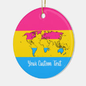 Pansexuality pride flag with a wereldkaart keramisch ornament (Links)