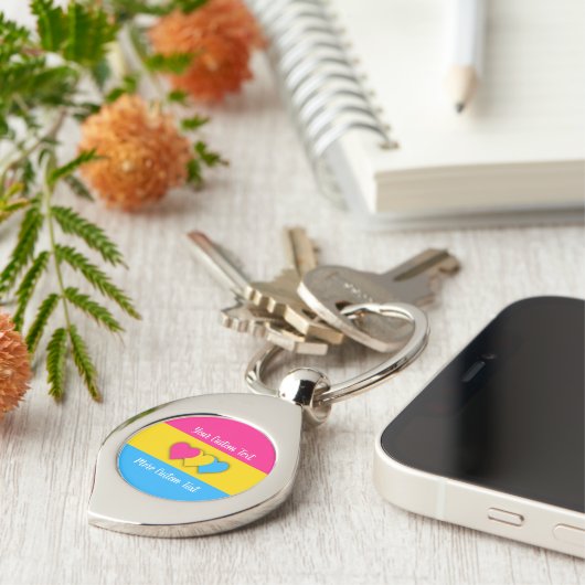 Pansexuality pride flag with text keychain (Zijkant)