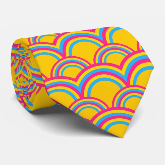 Pansexuality pride flag / yellow rainbow patroon stropdas (Opgerold)