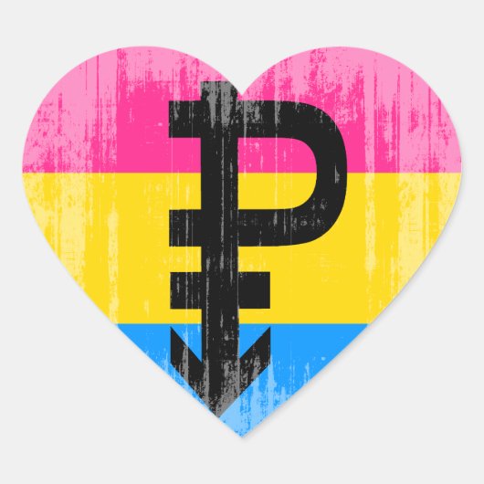 Pansexuele vlag Hart Sticker (Voorkant)