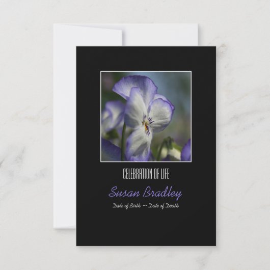 Pansies 1 Herdenking van de levensdenkdienst Kaart (Voorkant)