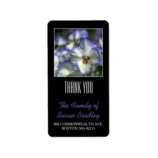 Pansies 2 Étiquette de Merci de famille personnali (Devant)