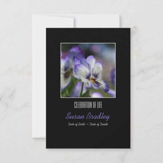 Pansies 3 Herdenking van de levensdenkdienst Kaart (Voorkant)