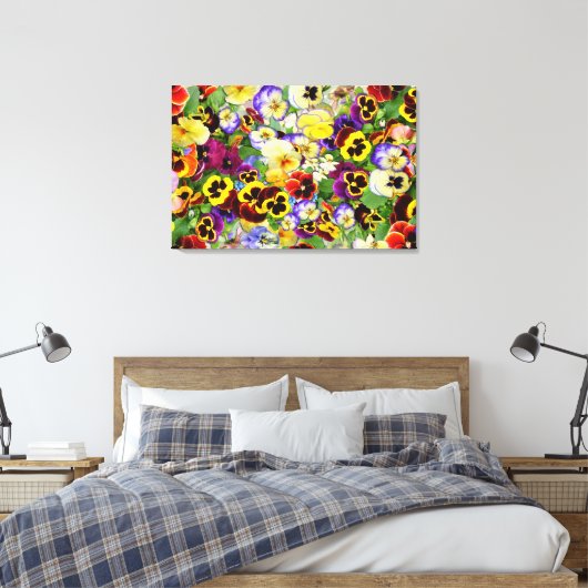 Pansies ~ Afdrukken met omhulde Canvas (Insitu (Slaapkamer))