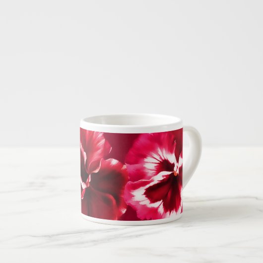 Pansies art stylisé rose rouge espresso mug (Devant droit)