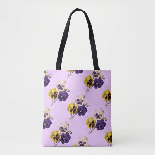 Pansies Bleke Canvas tas lavender (Voorkant)