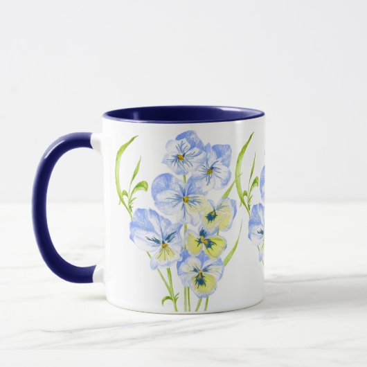 Pansies bleues Icy sur une Mug Combo (Gauche)