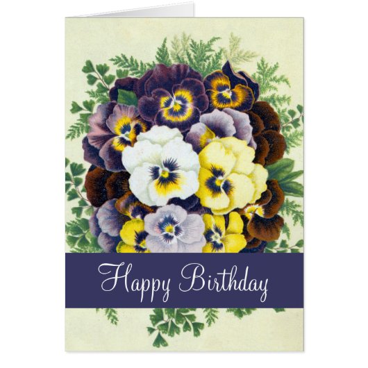 Pansies Bonne Carte de voeux d'anniversaire (Devant)