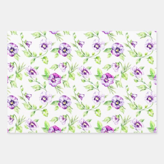 Pansies, bosbessen en tuinstengels geassorteerd inpakpapier vel (Voorkant)