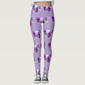 Pansies Cinq Fleurs Motif Purple Legging (Devant)