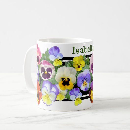 Pansies colorées Café Mug (Devant gauche)