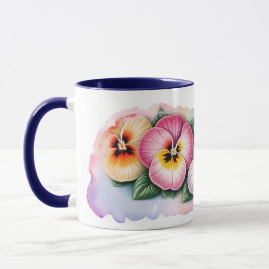 Pansies colorées Mug à fleurs (Gauche)