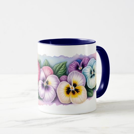Pansies colorées Mug à fleurs (Devant droit)