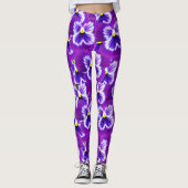 Pansies de papillon violet, Dames Leggings Floraux (Devant)