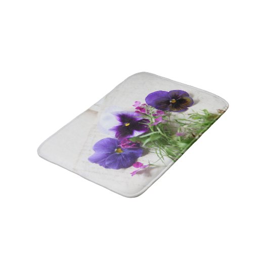 Pansies en lobelia op oud handschrift badmat (Gekanteld)