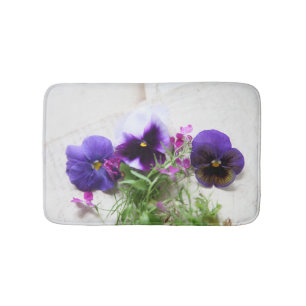Pansies en lobelia op oud handschrift badmat