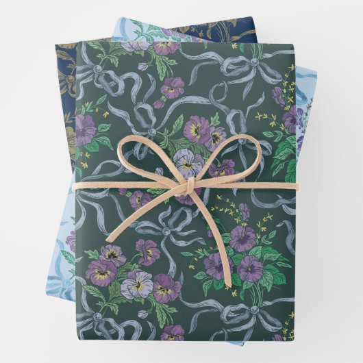 Pansies et vaches Feuilles de papier à enveloppeme (En situation)