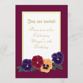Pansies Floral 50e verjaardag Kaart