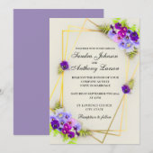 Pansies géométriques élégantes Faire-part de maria (Devant / Derrière)