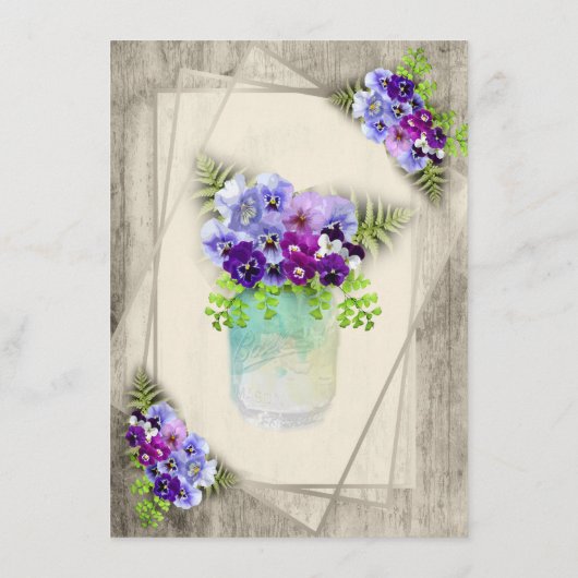 Pansies géométriques rustiques élégantes Menu Mari (Dos)