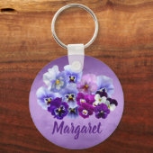  Pansies Gepersonaliseerd Sleutelhanger Gift (Voorkant)