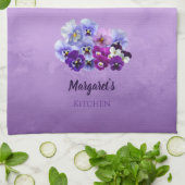 Pansies Gepersonaliseerde Paarse keukenhanddoeken (Gevouwen)