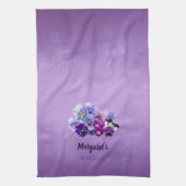 Pansies Gepersonaliseerde Paarse keukenhanddoeken (Verticaal)
