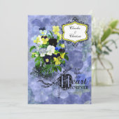 Pansies Heart Weddenschap 5x7 Uitnodiging (Staand voorkant)