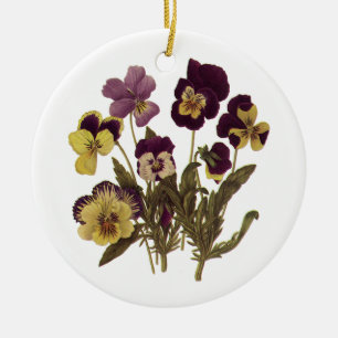 Pansies in Bloom, Floral Garden Flowers Keramisch Ornament