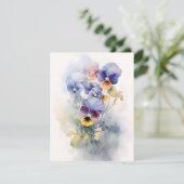 Pansies in Waterverven Feestdagenkaart (Staand voorkant)
