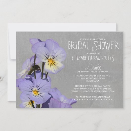 Pansies Invitations De Douche Nuptiale (Devant)