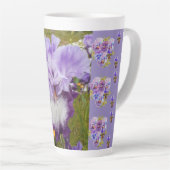 Pansies Iris Violet Viola Shabby floral Latte Mug (Angle droit)