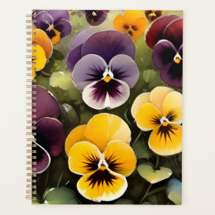 Pansies jaunes et violets aquarelle