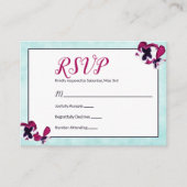 Pansies Magenta, carte RSVP Turquoise (Devant)