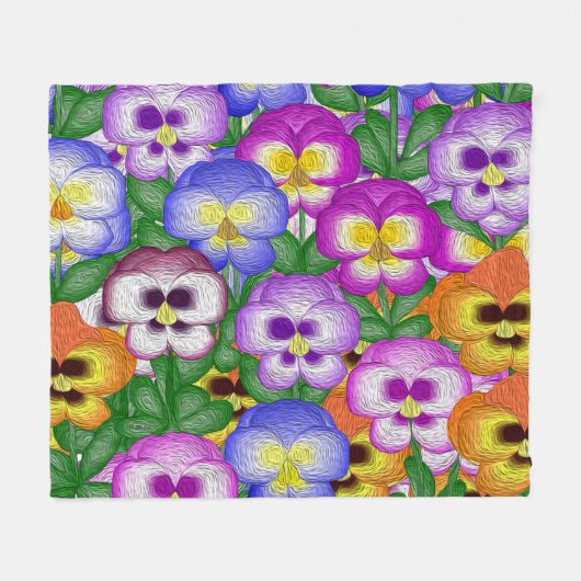 Pansies Medium Fleece Blanket Deken (Voorkant (Horizontaal))
