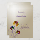 Pansies Merci Carte pour notes (Devant / Derrière)