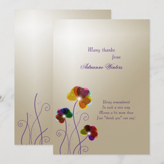 Pansies Merci Carte pour notes (Devant / Derrière)